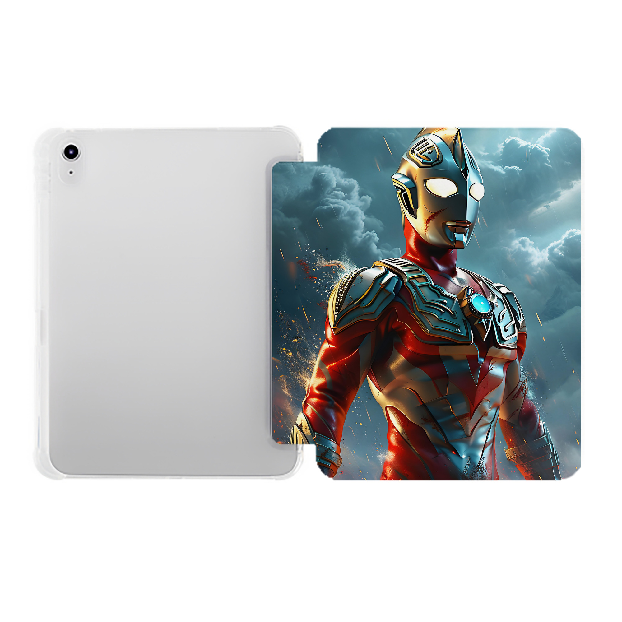 （画像用） ウルトラマン Ultraman IPad ケース ペン収納付き 三つ折りスタンド PUレザー×シリコン 対応機種9.5/10.5/10.9インチ